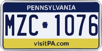 PA license plate MZC1076