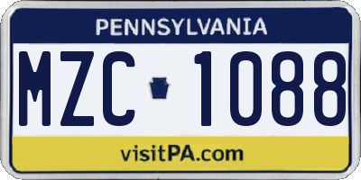 PA license plate MZC1088