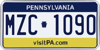 PA license plate MZC1090