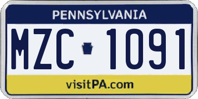 PA license plate MZC1091