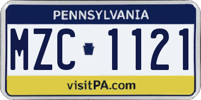 PA license plate MZC1121