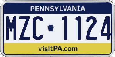PA license plate MZC1124