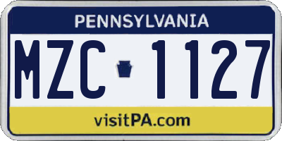 PA license plate MZC1127