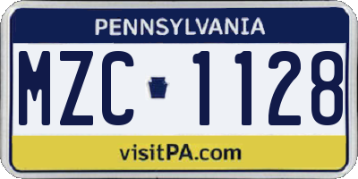 PA license plate MZC1128