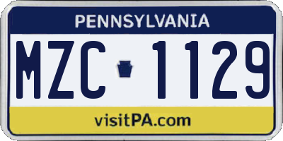 PA license plate MZC1129