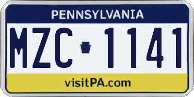 PA license plate MZC1141