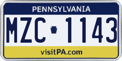 PA license plate MZC1143
