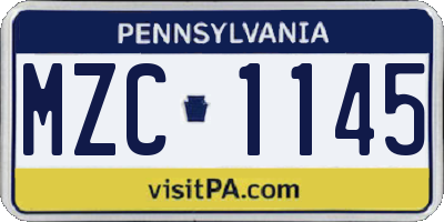 PA license plate MZC1145