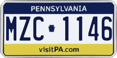 PA license plate MZC1146
