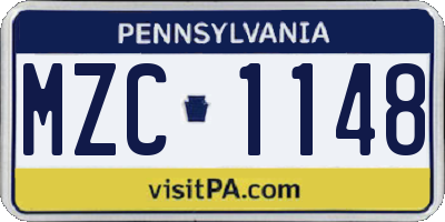 PA license plate MZC1148