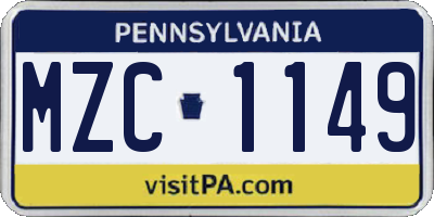 PA license plate MZC1149