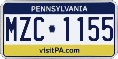 PA license plate MZC1155