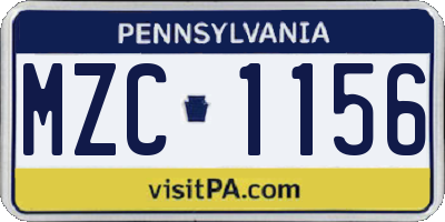 PA license plate MZC1156
