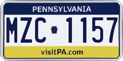 PA license plate MZC1157