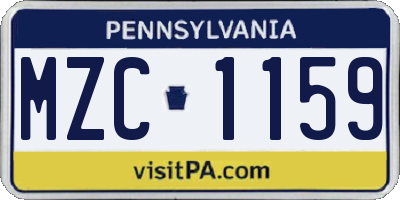 PA license plate MZC1159