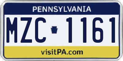 PA license plate MZC1161