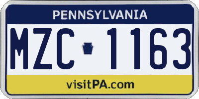 PA license plate MZC1163
