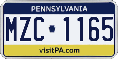 PA license plate MZC1165