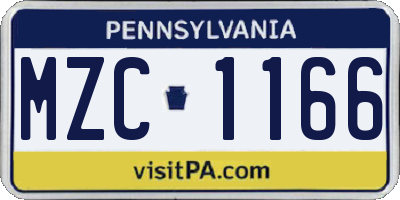 PA license plate MZC1166