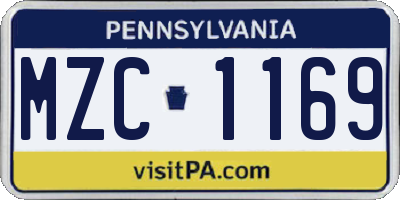 PA license plate MZC1169