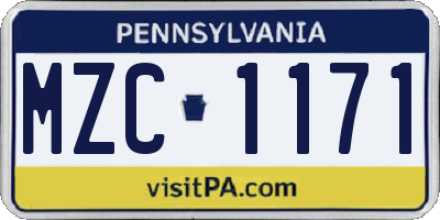 PA license plate MZC1171