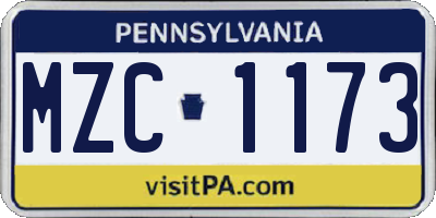 PA license plate MZC1173