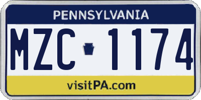 PA license plate MZC1174