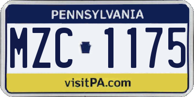 PA license plate MZC1175