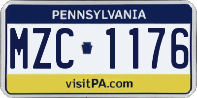 PA license plate MZC1176