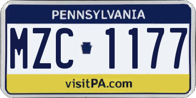 PA license plate MZC1177