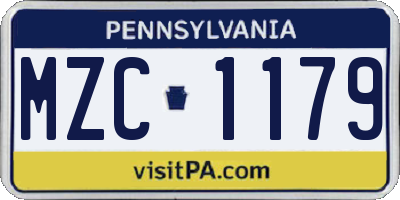 PA license plate MZC1179