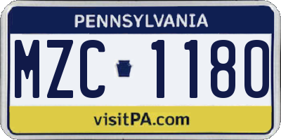 PA license plate MZC1180