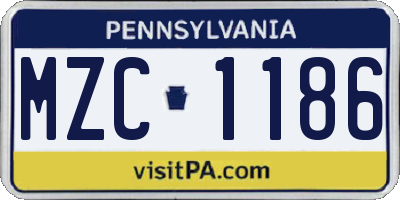 PA license plate MZC1186