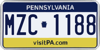 PA license plate MZC1188