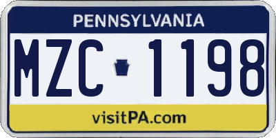 PA license plate MZC1198