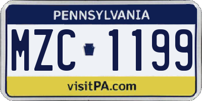 PA license plate MZC1199