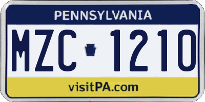PA license plate MZC1210