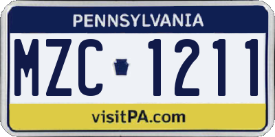 PA license plate MZC1211
