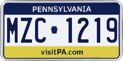 PA license plate MZC1219