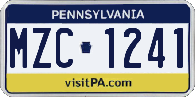 PA license plate MZC1241