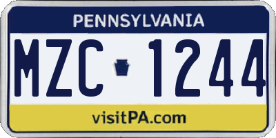 PA license plate MZC1244