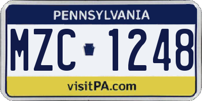 PA license plate MZC1248