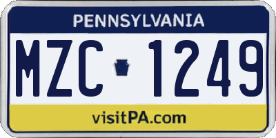 PA license plate MZC1249