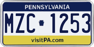 PA license plate MZC1253