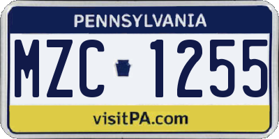 PA license plate MZC1255