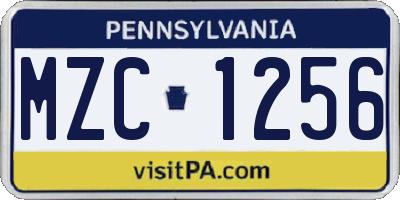 PA license plate MZC1256