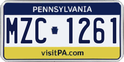 PA license plate MZC1261