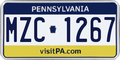 PA license plate MZC1267