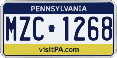 PA license plate MZC1268
