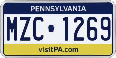 PA license plate MZC1269